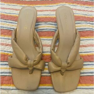 Solanz Lexi Tan 2.5" Heels Pump Sandal Worn Once Women's Size 8M No Box
